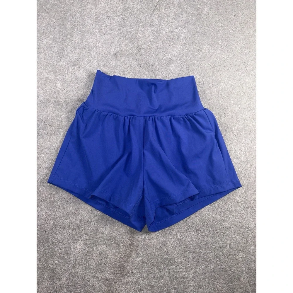 Halara SoftlyZero Airy Super High Waist 2-in-1 Yoga Shorts 3''  Blue